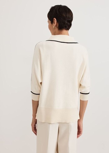 Phase Eight Hallie Tipped Knitwear White Canada | CXALYG-938